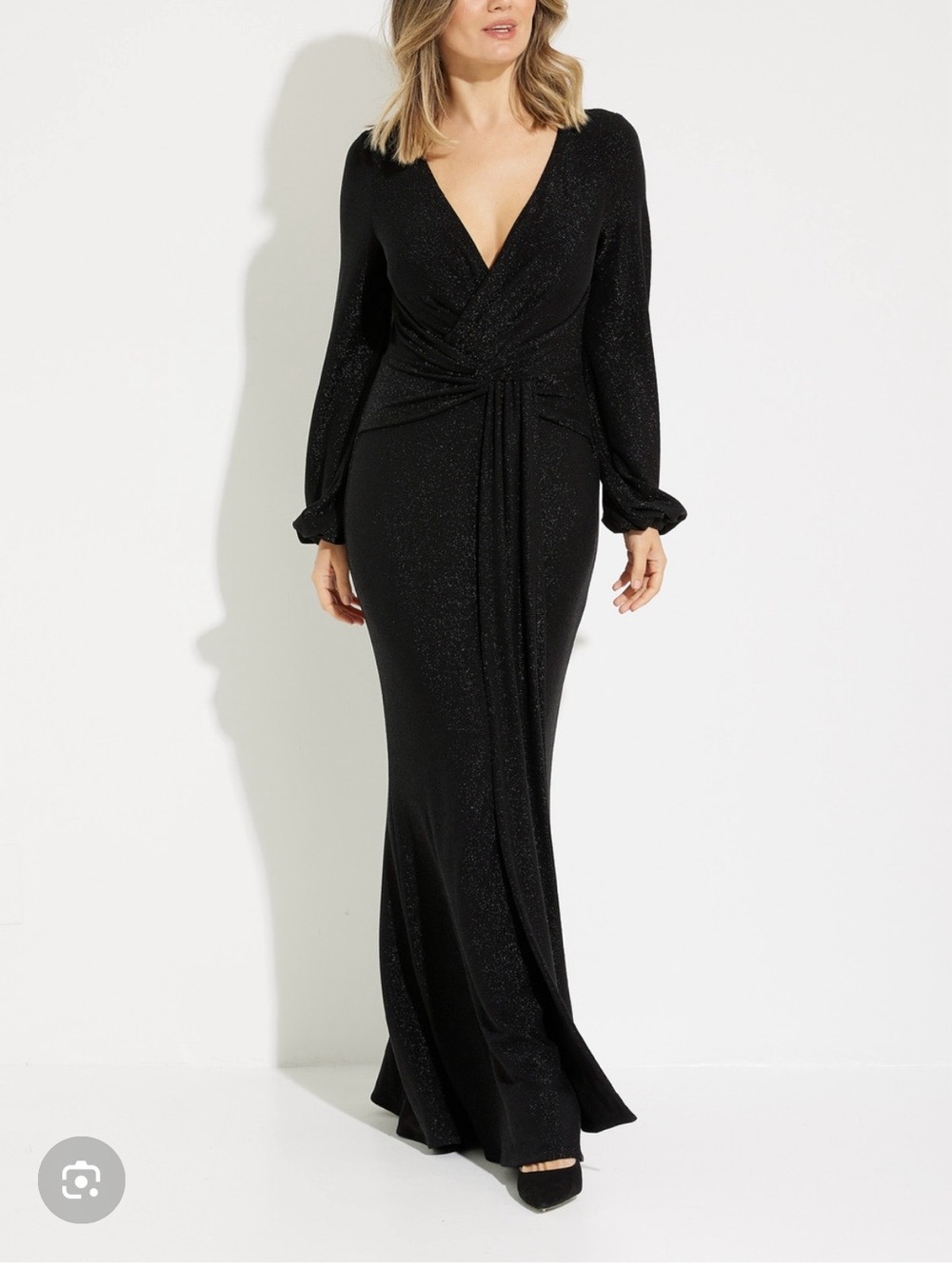 Joseph Ribkoff Black Long Sleeve V-Neck Evening Gown